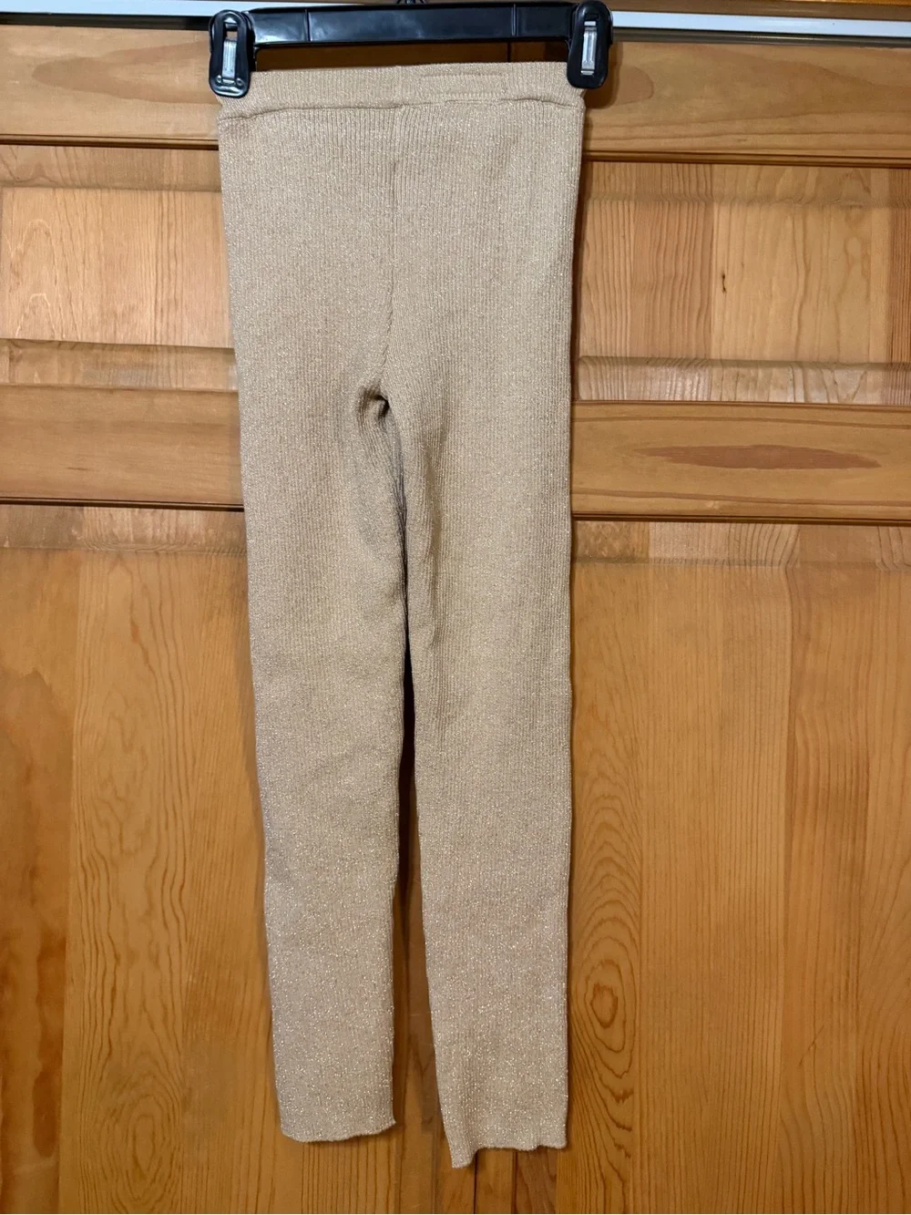 Zara Sparkle Cream Knit Leggings